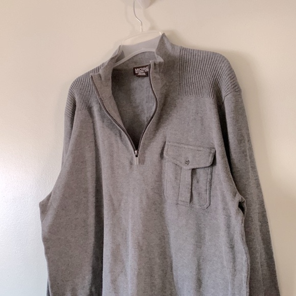 Michael Kors Men’s Quarter Zip Cotton Sweater M